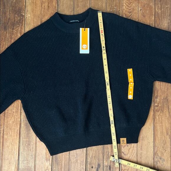 Timberland womens sweater Black chunky knit Crewneck short wool nwt new - Picture 6 of 7